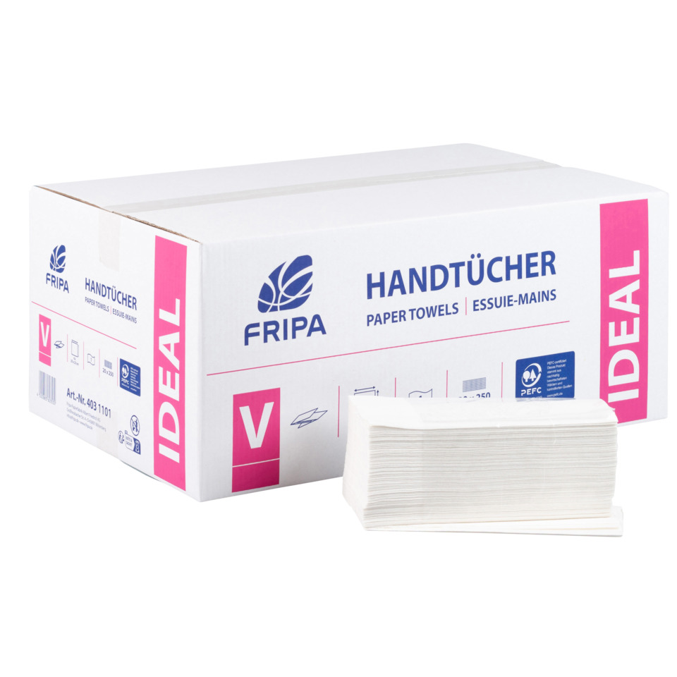 Handtücher, Papiertücher, Box, Weiß, V-Label