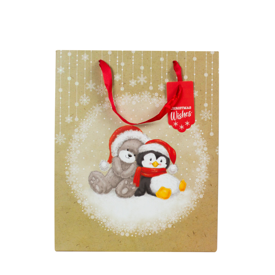 Geschenktüte, Weihnachten, Schneeflocken, Pinguin, Schneemann