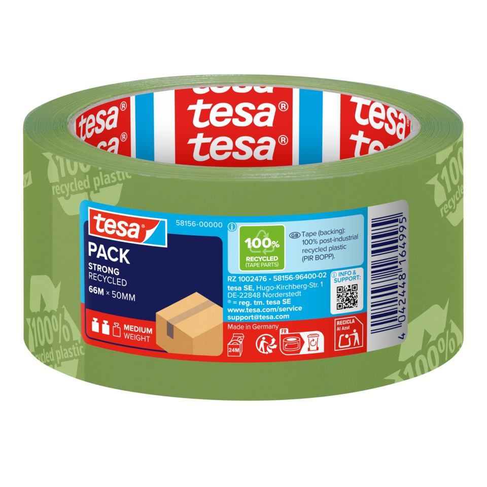 Klebeband, Recycling, Grün, Packband, Transparent/Grün