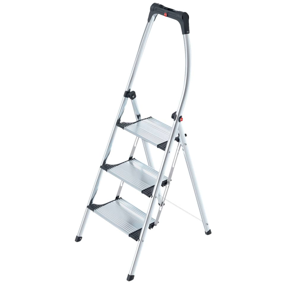 Trittleiter, Aluminiumleiter, 3-stufige Leiter, faltbar, Stufenleiter