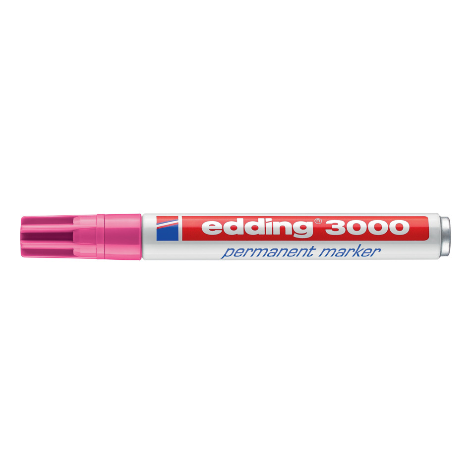 Permanent marker, Marker, Edding 3000, pink cap, Chisel tip