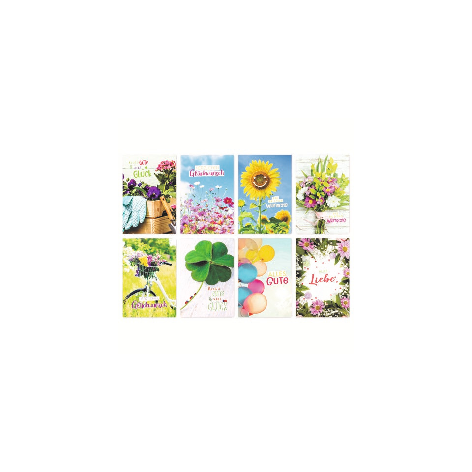 Blumenkarte, Blumenmotiven, Kartenkollektion, Glückwunschkarte, Bunte Blumen