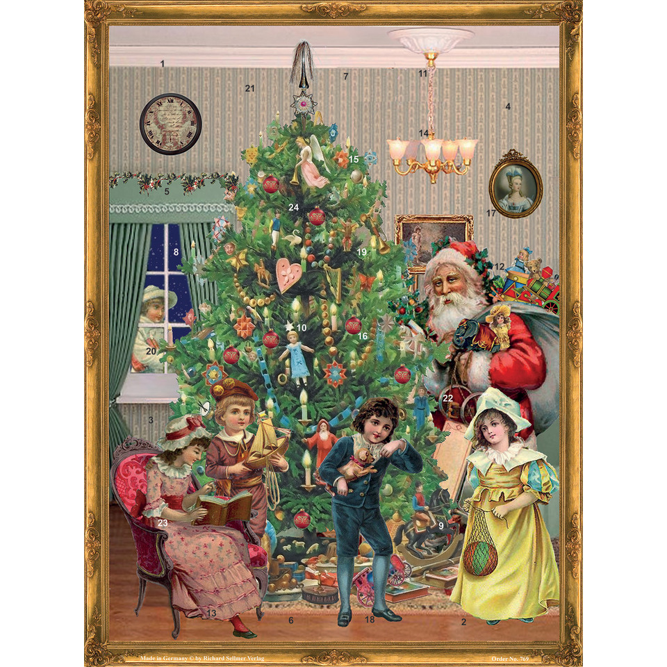 weihnachtsbaum, weihnachtsdeko, kinderfiguren, altmodische malerei, familiäre szenerie