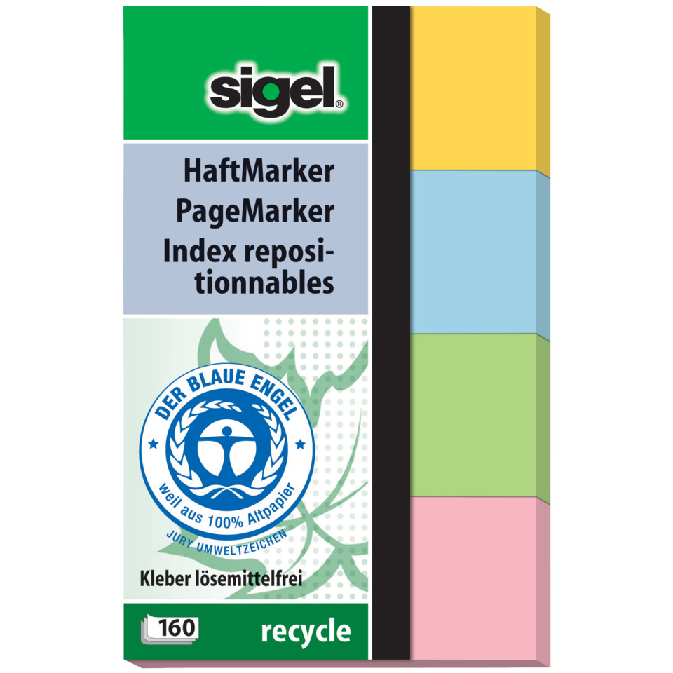 Haftmarker Recycle, 20x50mm, 4x40 Blatt SIGEL HN604