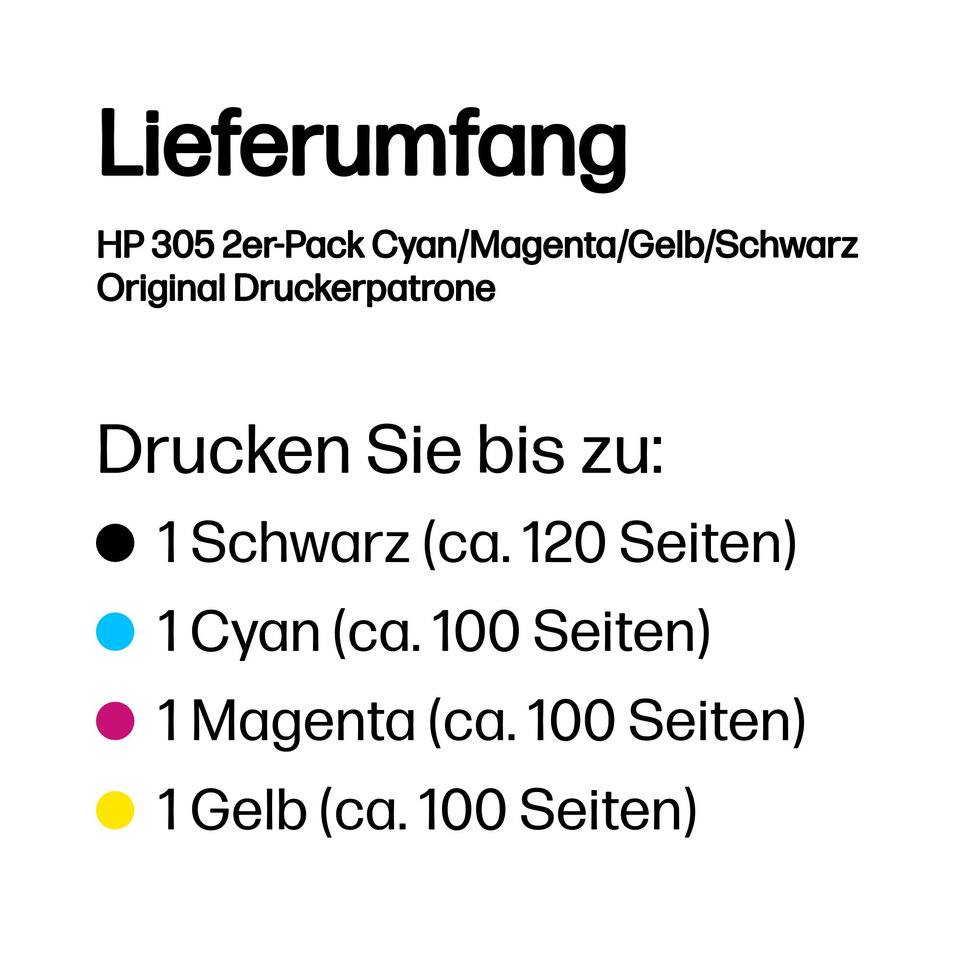 Druckerpatrone, Original, HP 305, Druckertinte, Bedruckung