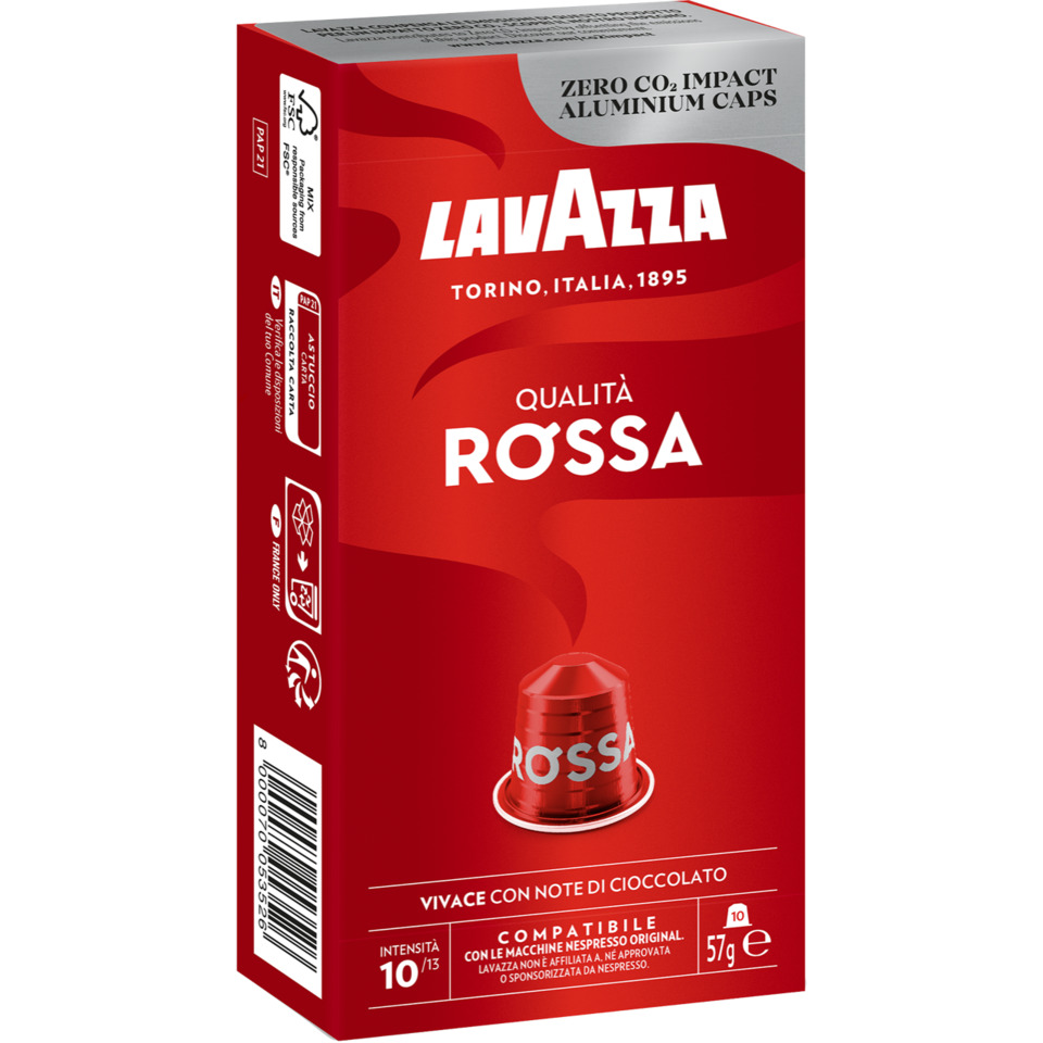 aluminium kapseln, kaffeekapsel, rosso farbe, kakao noten, 57 g