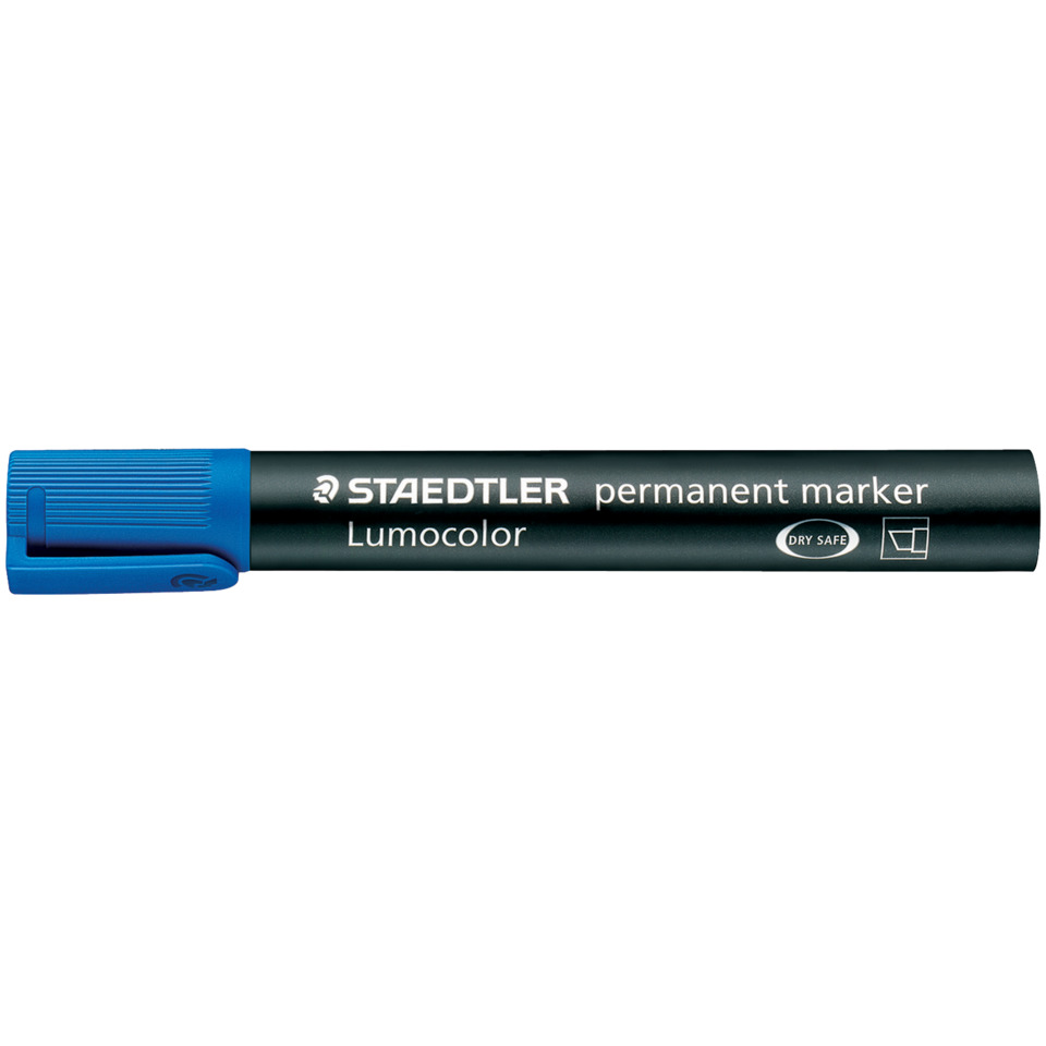 Permanent marker, Lumocolor, blue cap, Markerstift, trockensicher