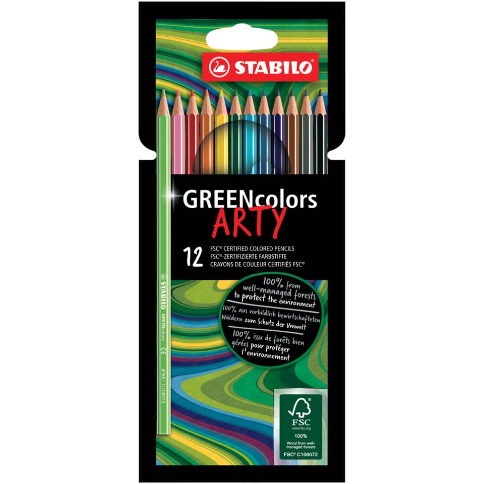 buntstifte, holzstifte, grüne farben, künstler-set, 12 stifte