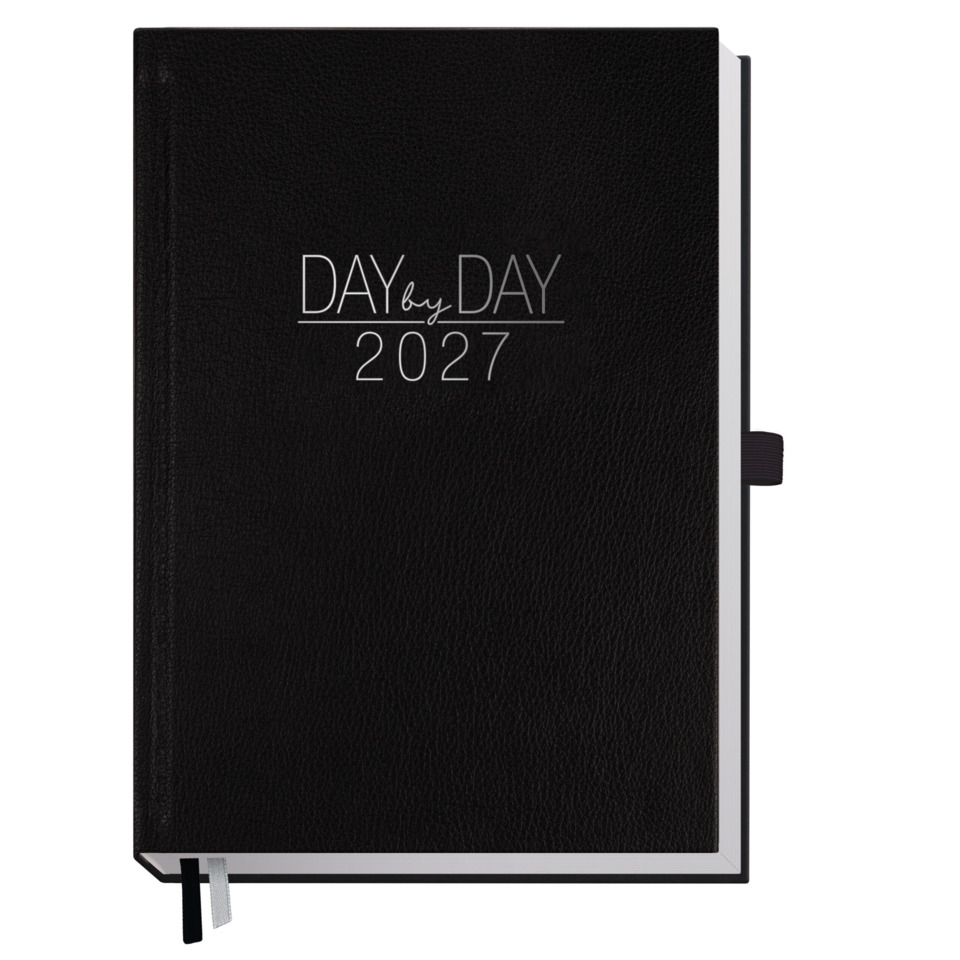 Notizbuch, Kalender, Leder, Schwarz, Lineal-Bookmark