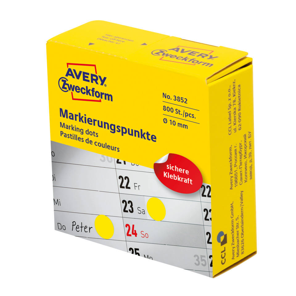 Markeringspunkte, Kalendermarker, Pastellfarben, Klebepunkt, Markierungsset