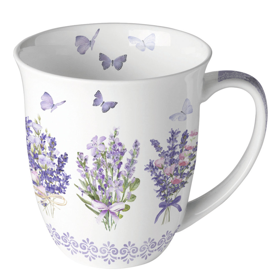 Tassen, Porzellan, Lavendel-Design, Blumenmuster, Schmetterlingsmotiv