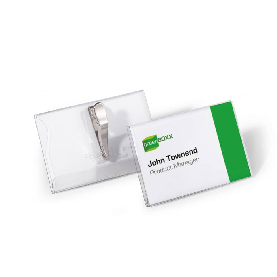 Visitenkarte, Namensschild, Lanyard, Transparente Hülle, Grüner Streifen