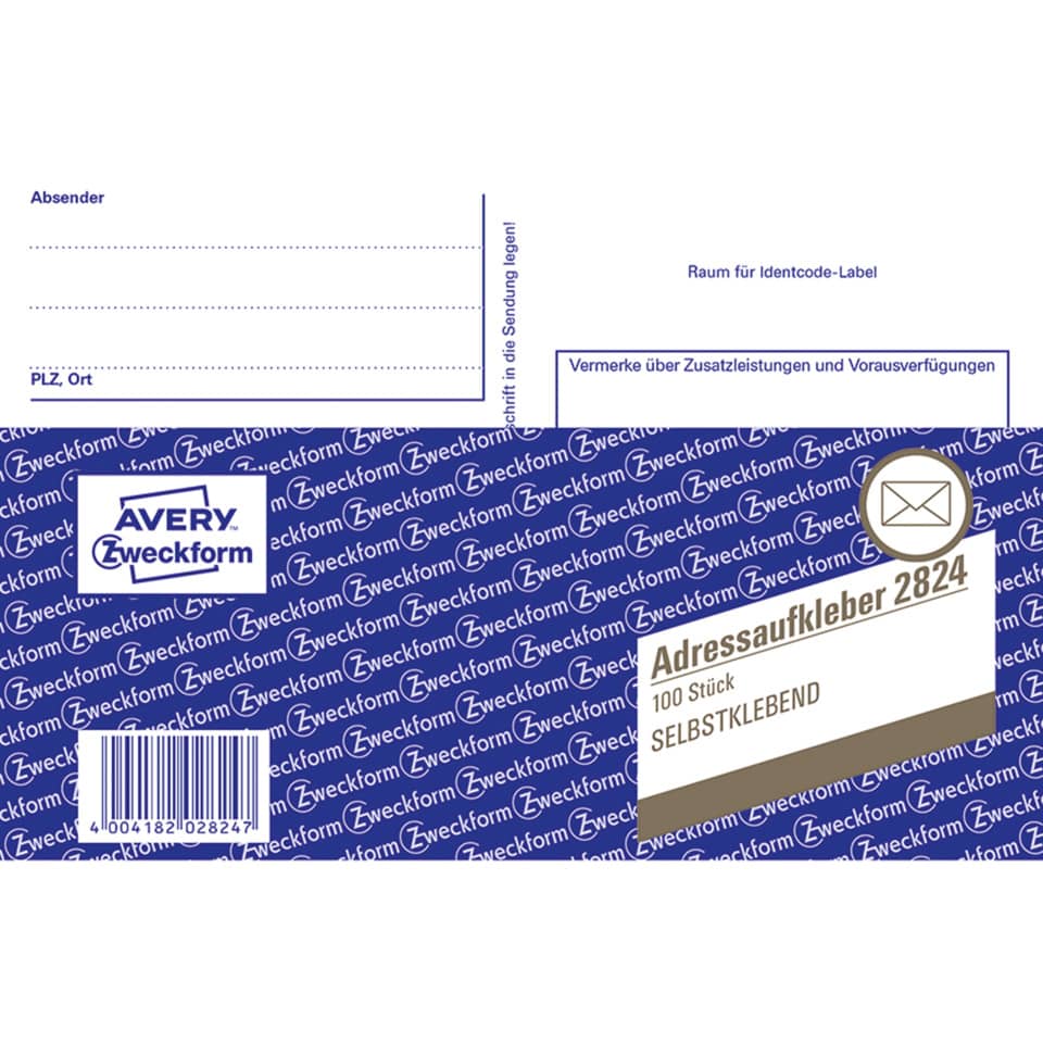 selbstklebendes Etikett, Adressenetikett, Barcode, blaues Muster, Paketsiegelung
