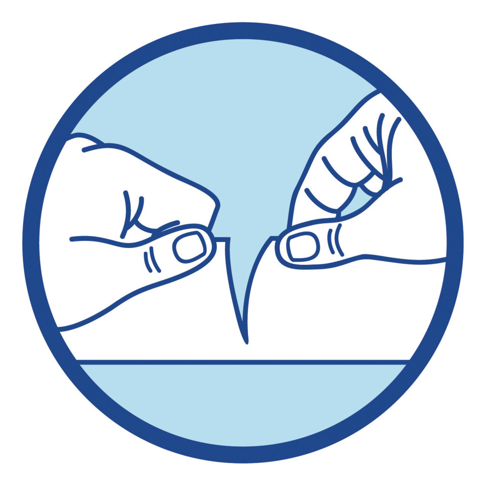 Handzeichen, Lücke Symbol, Daumen hoch?, Mund?, Riss?, Öffnung Tasche