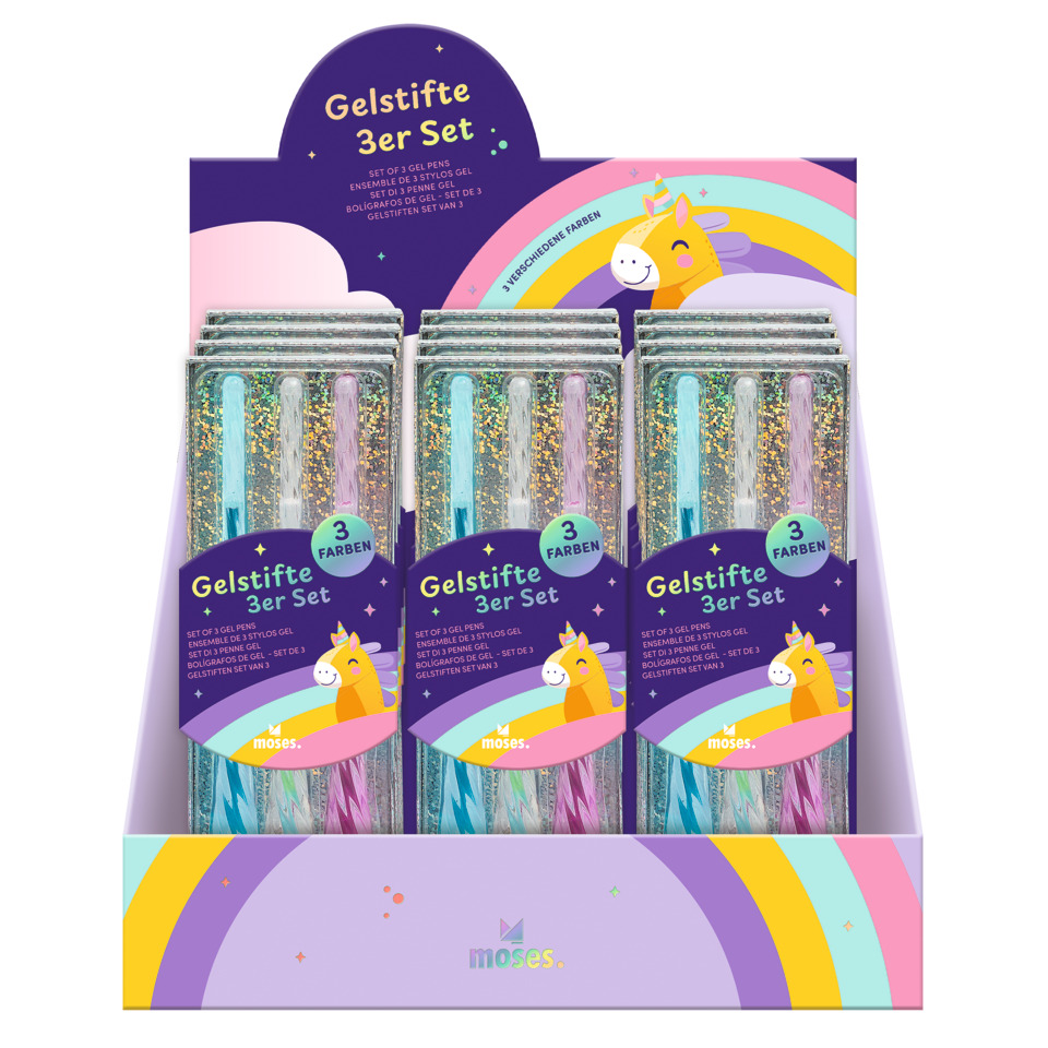 Gelstifte, 3er Set, Glitzer, Unicorn, Pastellfarben