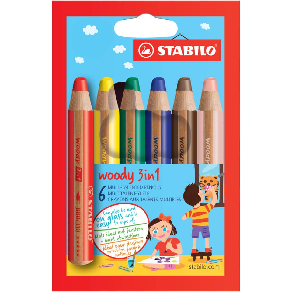 Holzstifte, Buntstifte, 6 Stifte, Wachsstifte, Kinderzeichnung
