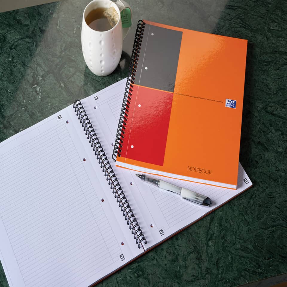 Notizbuch, Spiralbindung, Kartoncover, Orangeroboter?, Tintenroller