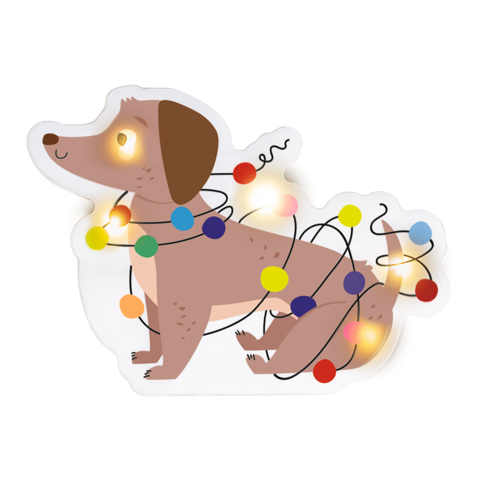 Hund, Lichterkette, Weihnachtsdeko, Weihnachtslicht, Stoffaufkleber