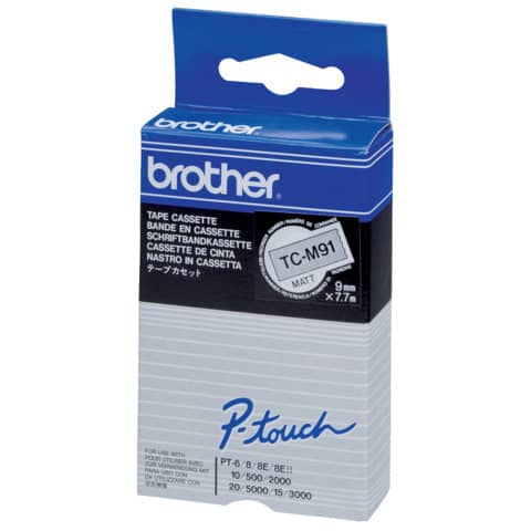 Schriftband, 9mmx7,7m, schwarz/transparent BROTHER TCM91