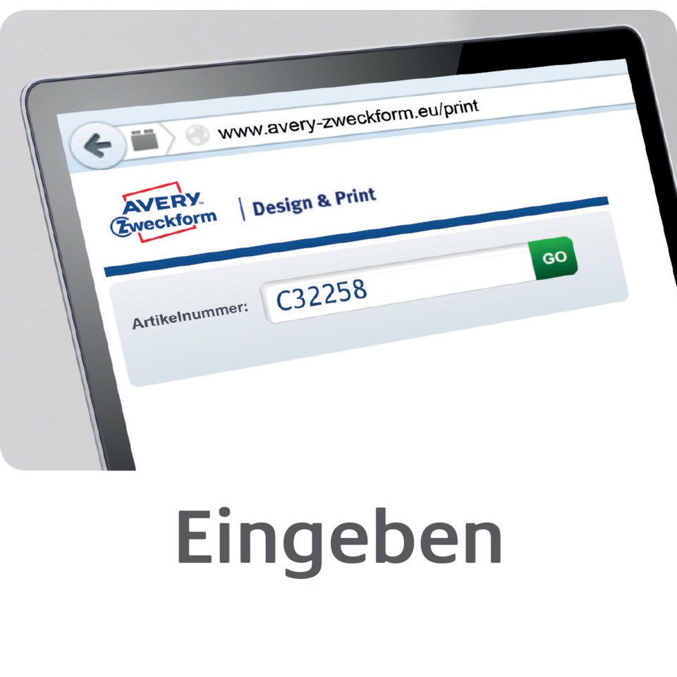 Design & Print, Artikelnummer, Webseite, Eingeben, Go-Button