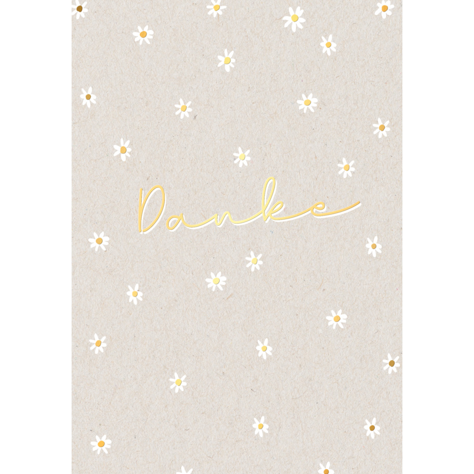 Dankeskarte, Blümchenmuster, Kartenpapier, Daisy-Design, Goldschrift