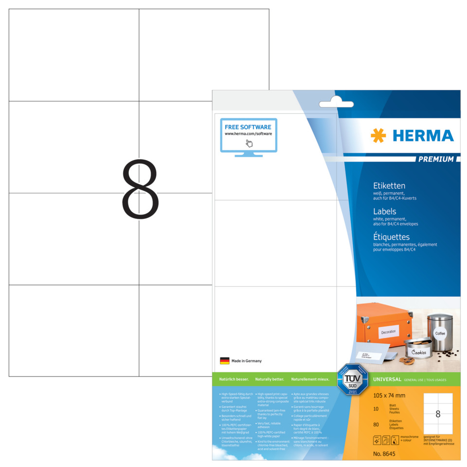 Etiketten, Labels, Etikettenbogen, Klebebandetiketten, DIN-A4