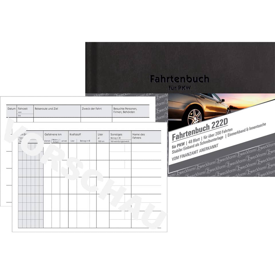 Fahrtenbuch, PKW, Notizbuch, Kartonage, Schnittbild