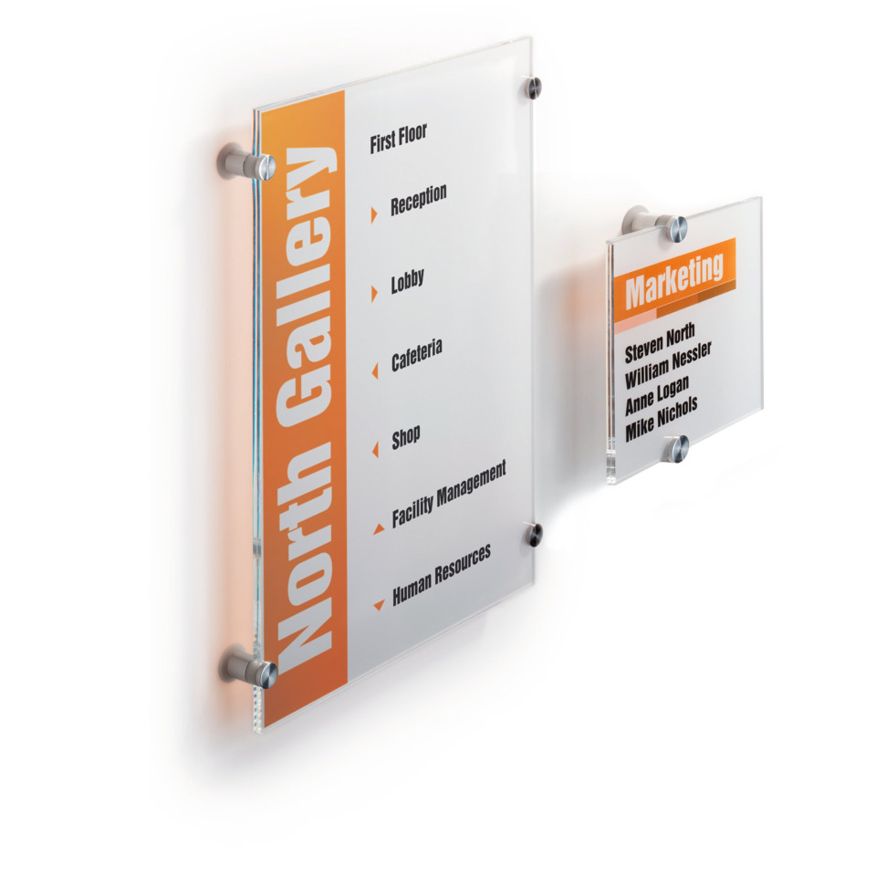 North门 Gallery, Directory sign,  acrylic panel, orange stripe, clear signage