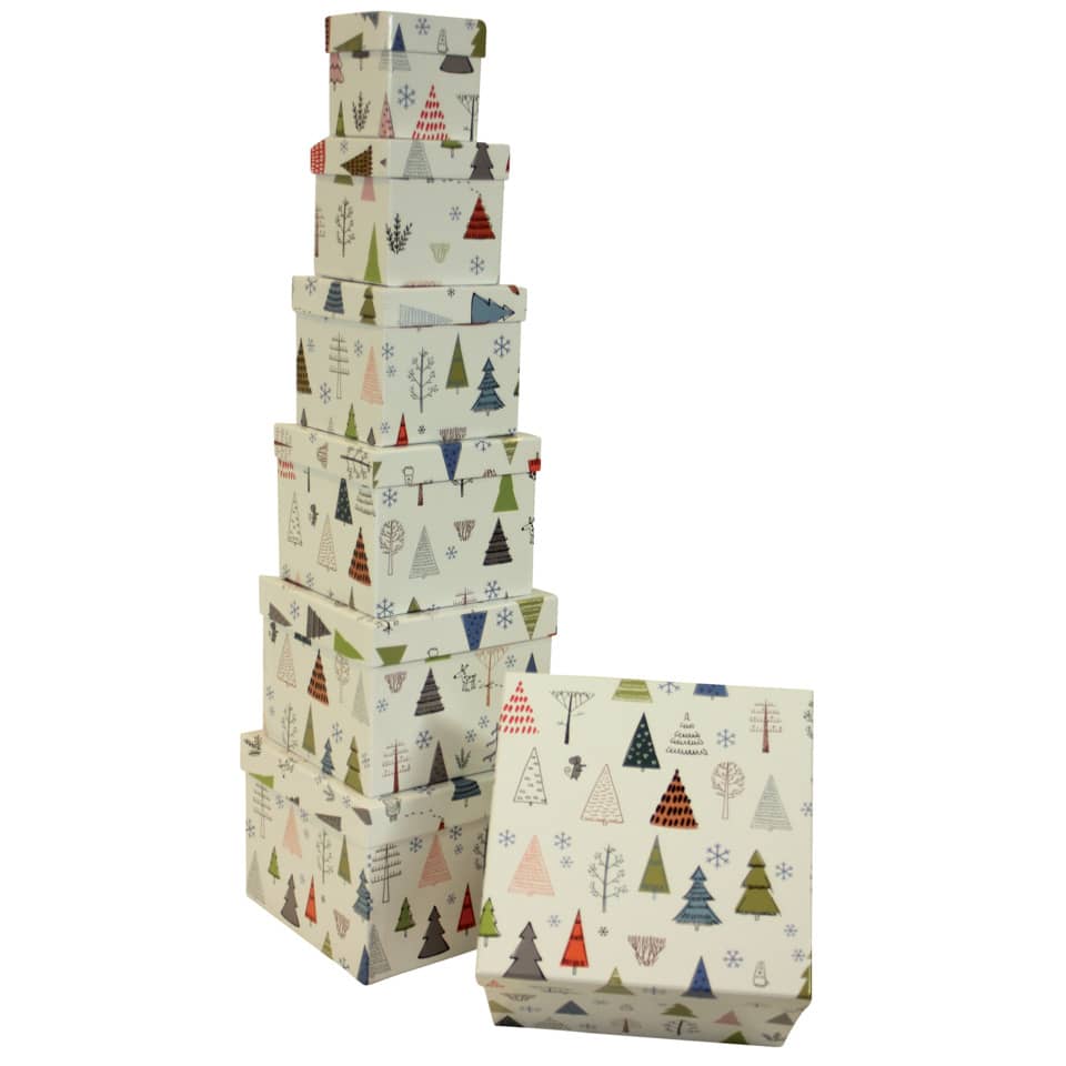 Geschenkboxen, Weihnachten, Paketbox, Dekorpaket, Baum Muster