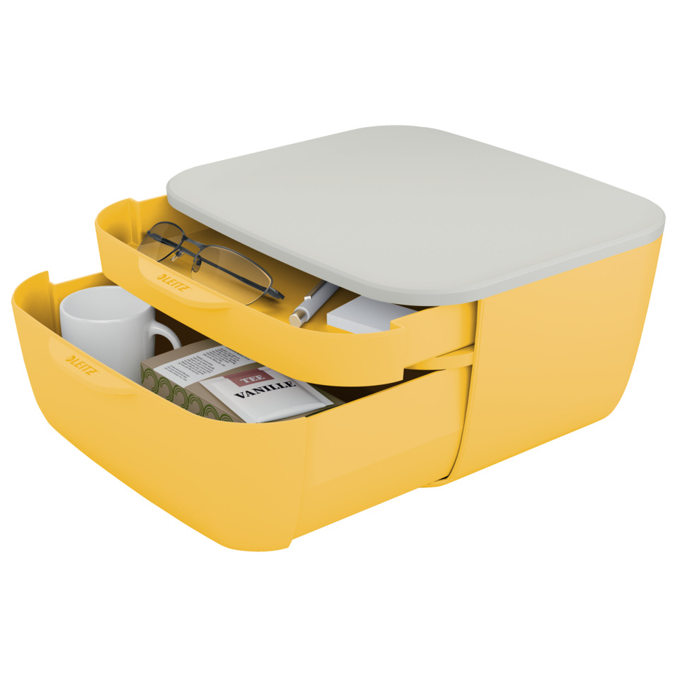 Kompaktbox, Aufbewahrungsbox, Gelb, Schublade, Tablett, Organizer, Schublade, Gelb, Schreibtischzubehör, Aufbewahrung