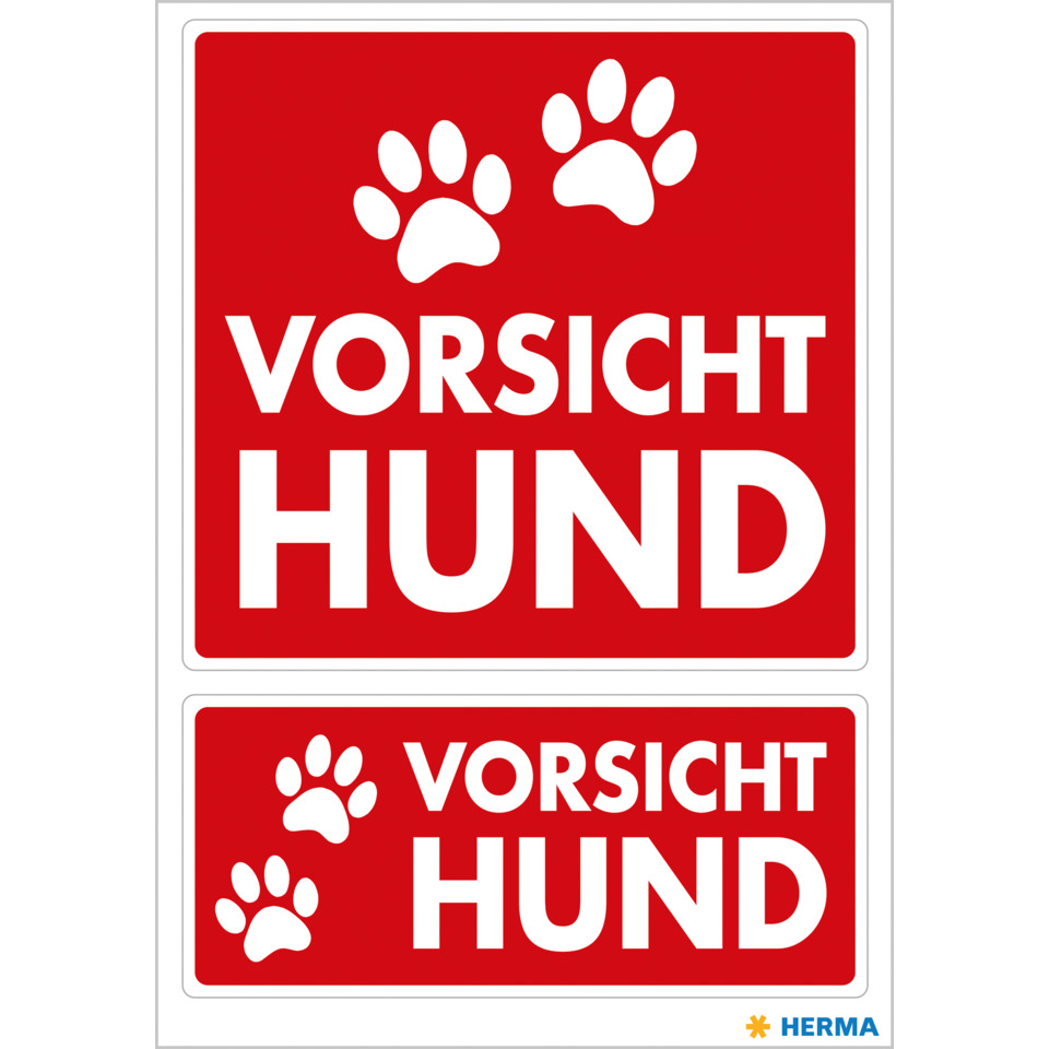 Hundeschild, Vorsicht, Hinweis, Pfotensymbol, Herma