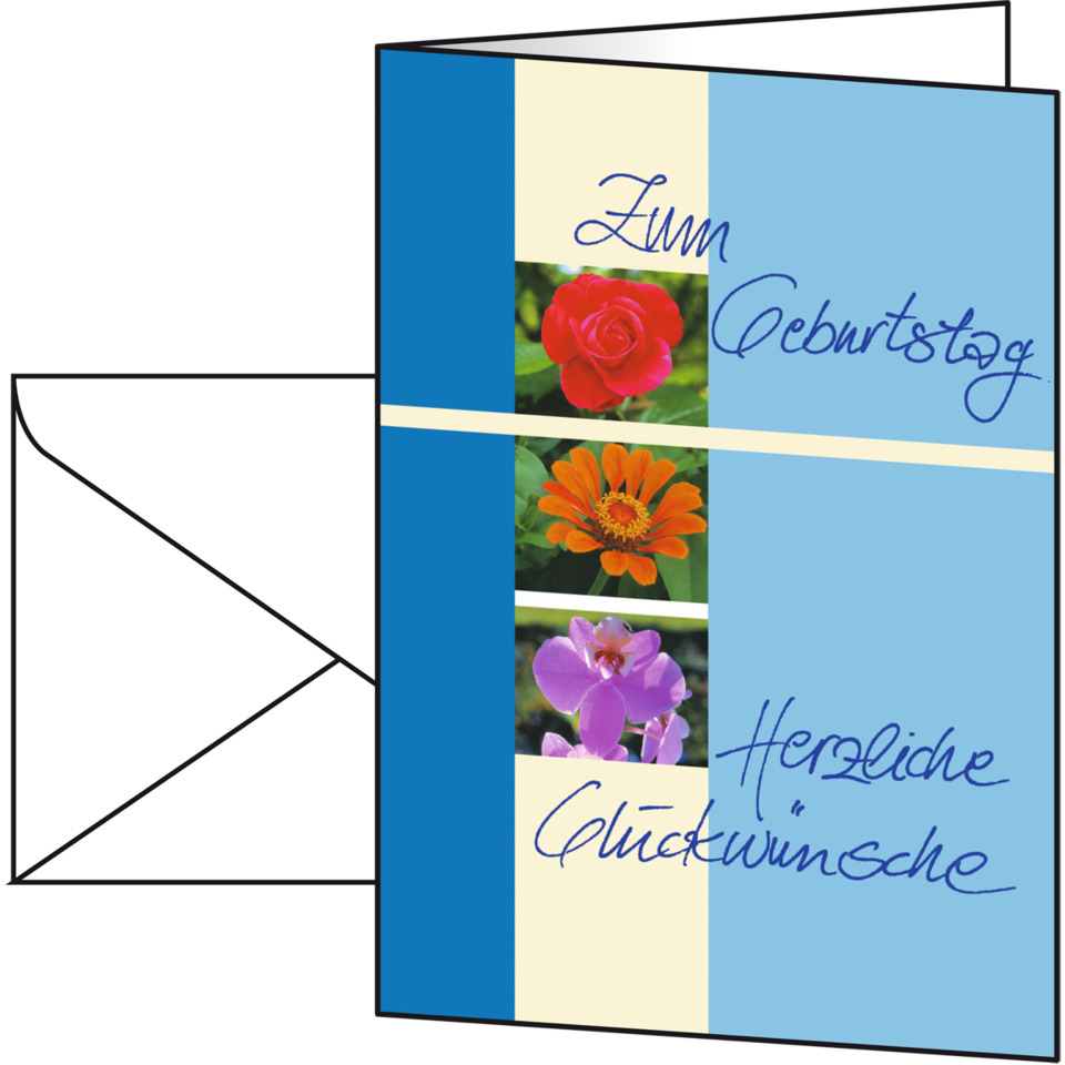 Grußkarte, Blumen, Geburtstag, Kartenmotiv, Glückwünsche, Grußkarte, Blumen, Grußkarte mit Blumen, Klappkarte, Anlasskarte