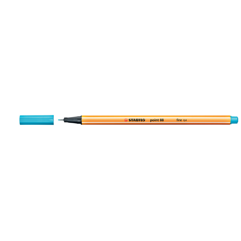 Stabilo Stift, Fineliner, orange Körper, blauer Deckel, point 88