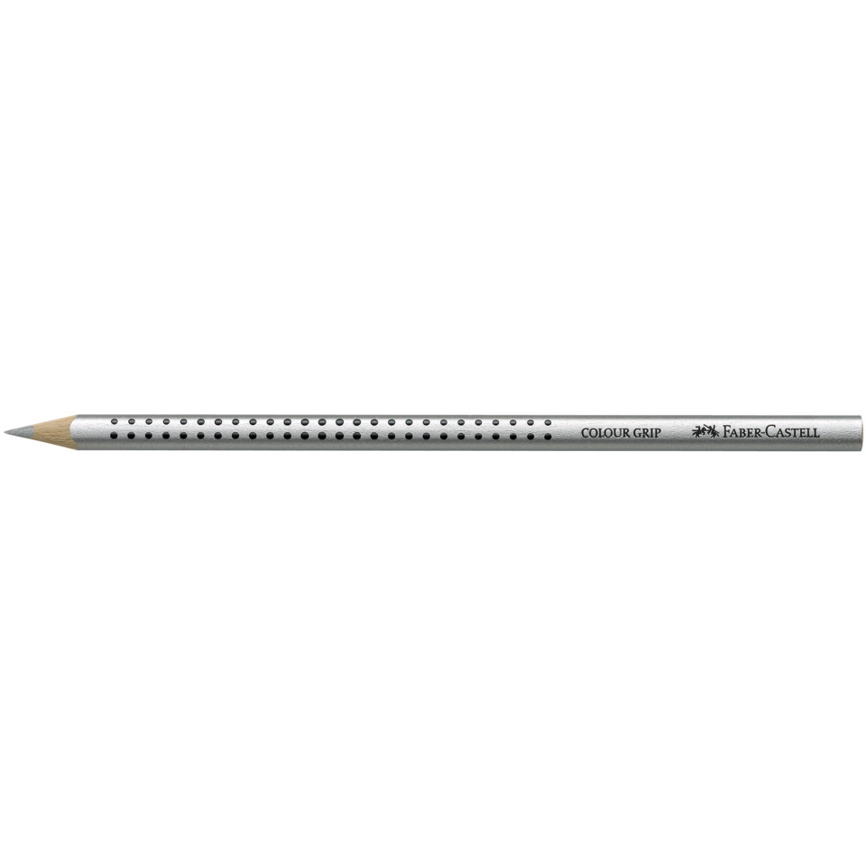 Bleistift, Holzspitze, Silberner Schaft, Perforierter Griff, Faber-Castell
