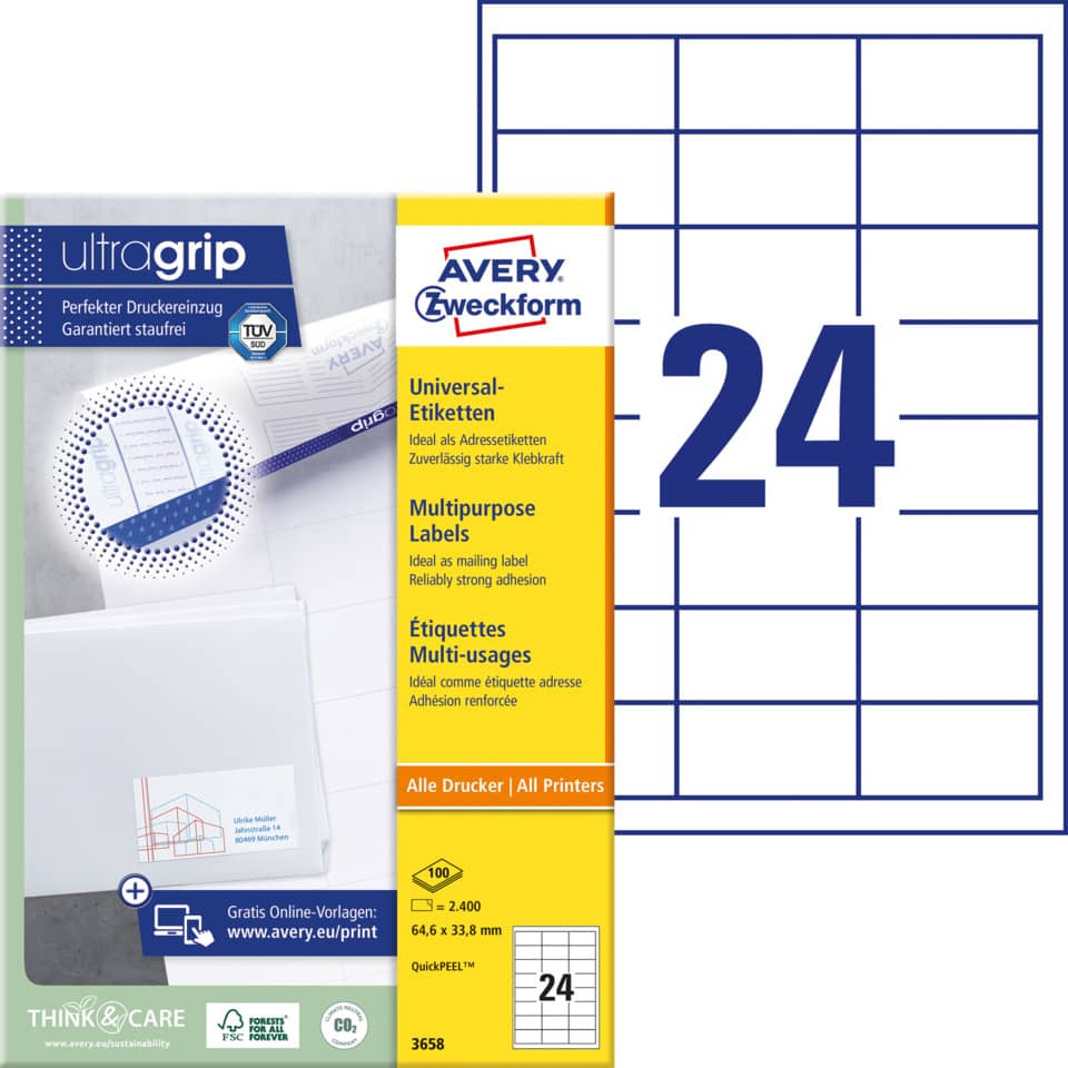 Etiketten, Universaletiketten, Mehrzwecketiketten, Druckeretiketten, Sheet 24