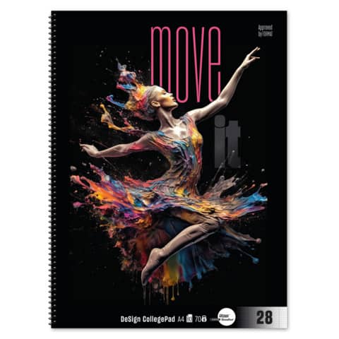 Collegeblock Move it, A4, 70g/m², 80 Blatt, Lin.28, kariert, weiß URSUS Style 044026028