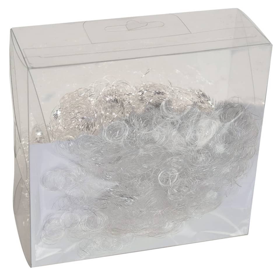 metallicschnüre, silberne Faser, Bastelmaterial, haarähnliche Locken, Verpackungsbox