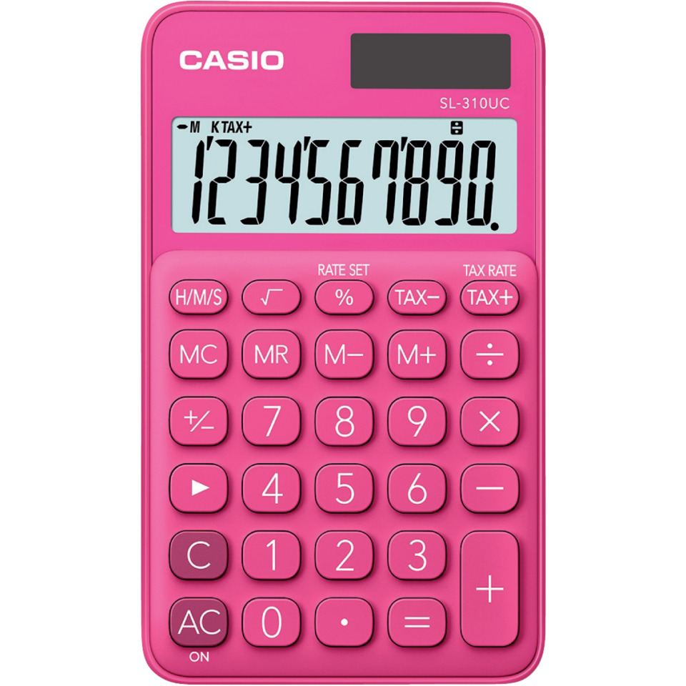 Taschenrechner, Mini-Kalkulator, Casio, rosa Farbe, große Anzeige