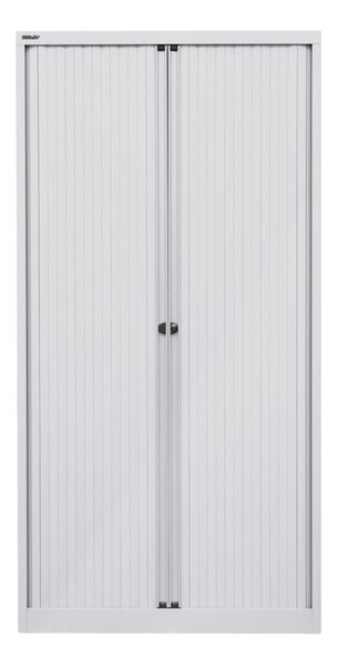 Rollladenschrank EuroTambour, (H x B x T) 1980 x 1000 x 430 mm, 5 Ordnerhöhen, 4 Fachböden, abschließbar, Korpus/Rollladen lichtgrau/lichtgrau
