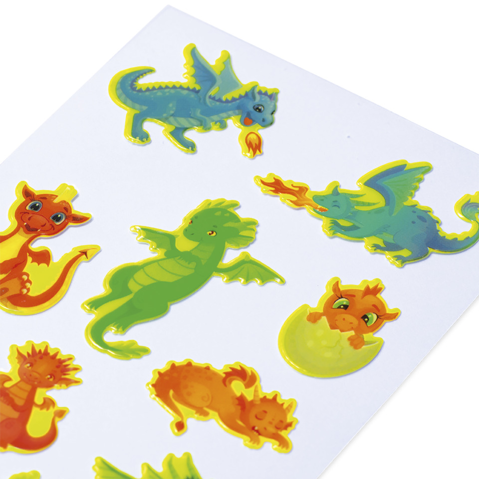 Aufkleber, Drachen, Tiermotiv, Bunt, Kinder