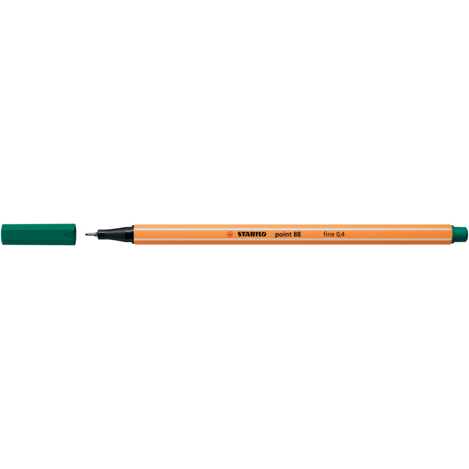 Marker, Fineliner, Orange, Grüne Kappe, Feinspitze