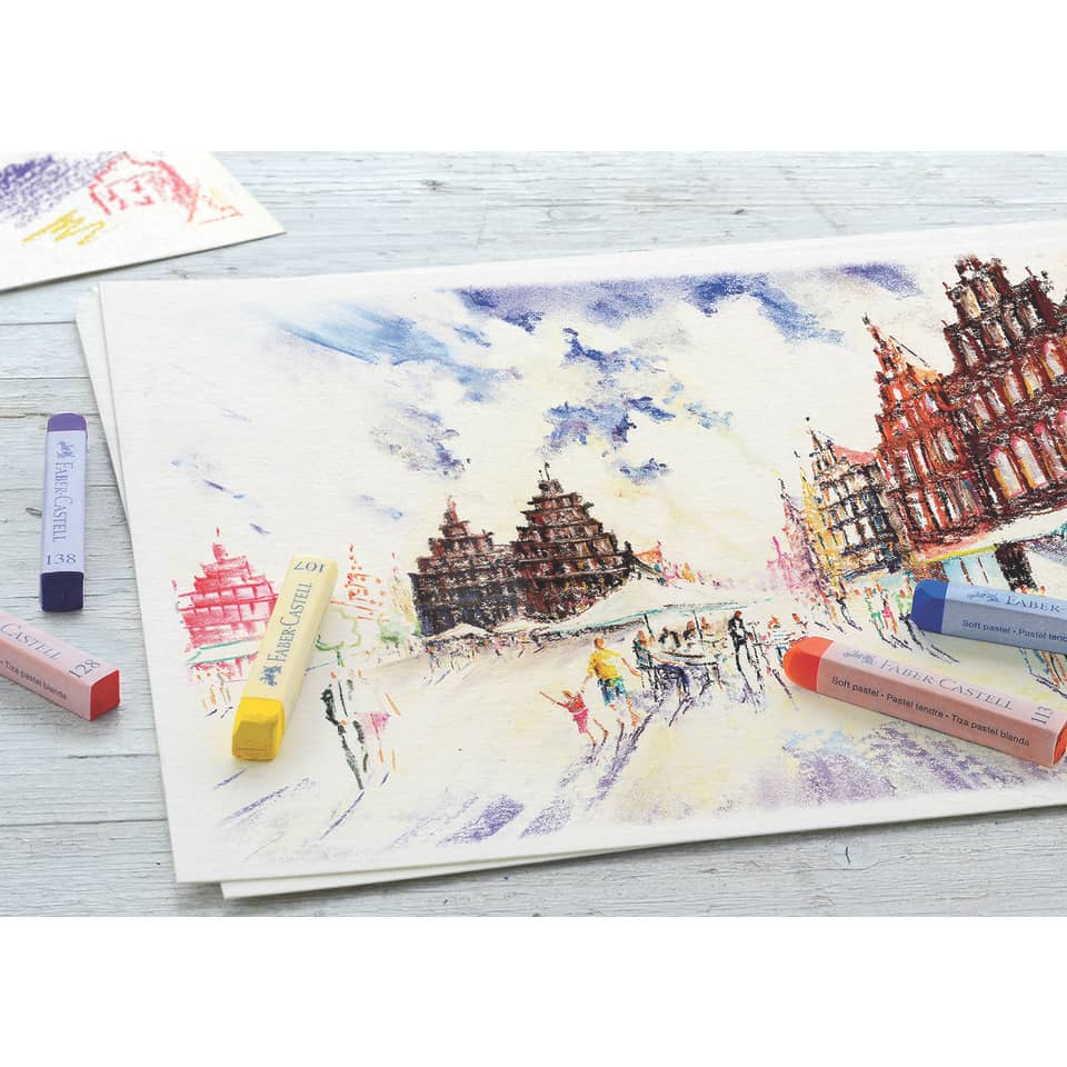 Aquarell, Pastellfarben, Kunstkarte, Pastellkreiden, Stadtansicht