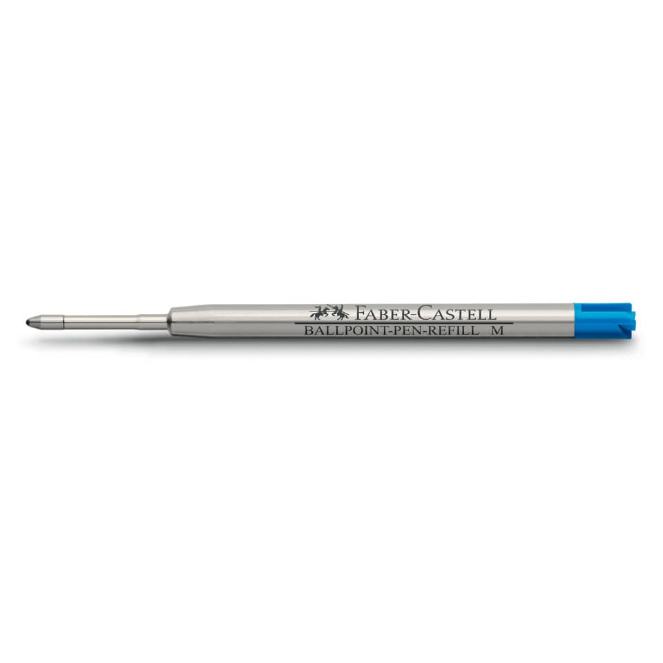 Kugelschreiber, Nachfüllbar, Metallgehäuse, blaue Kappe, Markenaufdruck