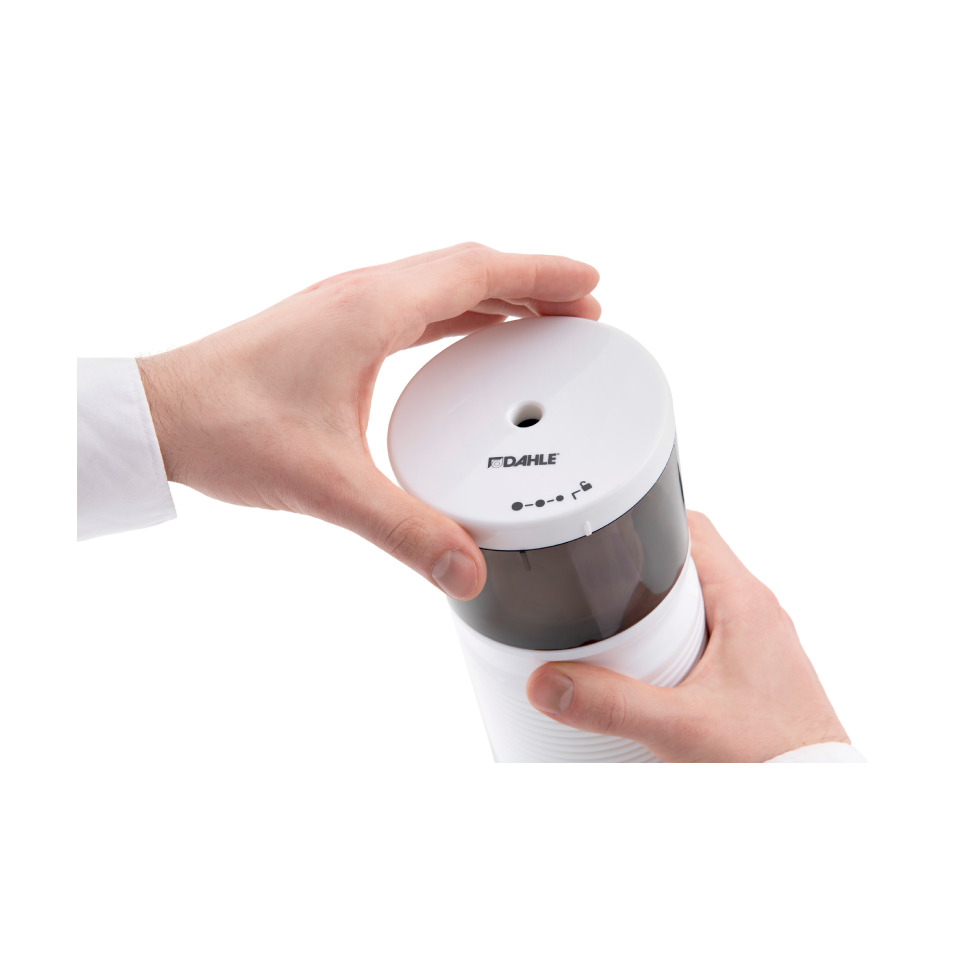 Kaffeemühle, Elektrische Mühle, Drehknopf, weiße Mühle, Gehäuse aus Kunststoff