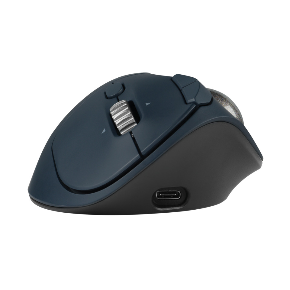drahtloser Maus, bläulich-grau, scrollrad, usb-c Anschluss, ergonomisches Design