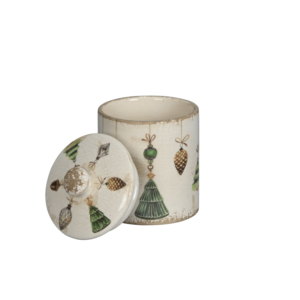 Kerzenhalter, Ton-Topf, Weihnachtsdeko, Rattan-Design, Porzellanverzierung