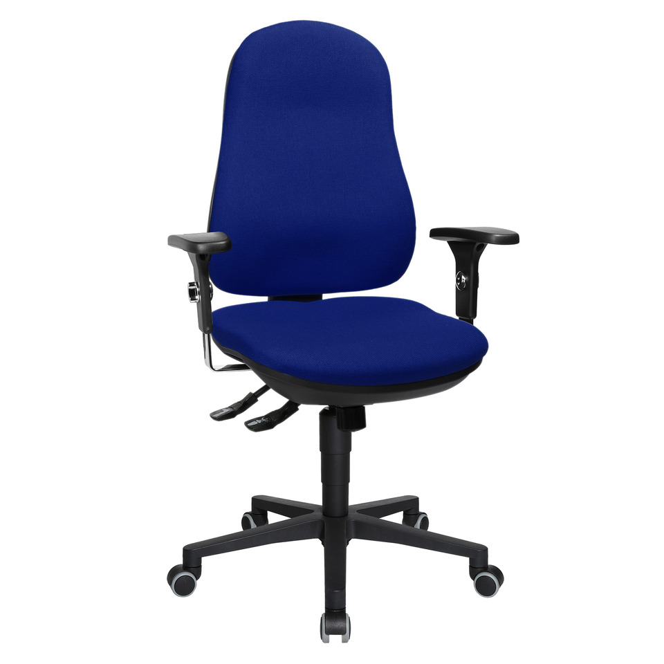 bürostuhl, drehstuhl, blau, textilbezug, rollenfuß
