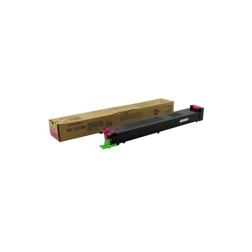 Tonerpatrone, MX-31G TMA, SHARP, schwarze Tonerkassette, grüne und pinke Hebel