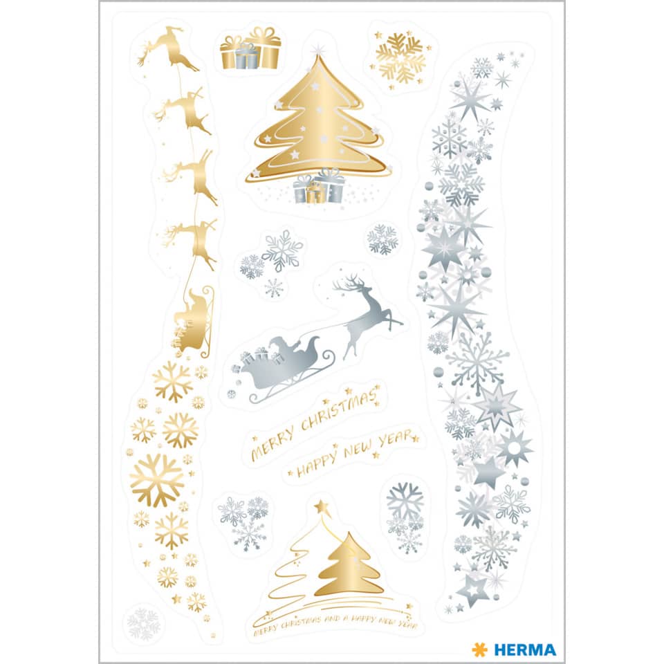 Christmastree, Schlitten, Schneeflocken, Goldfolien, Geschenkboxen