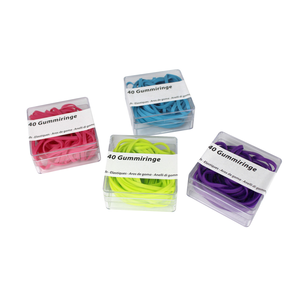 Gummiringe, Gummi-Ringe, Schlauchgummi?, Armbandgummi?, Neonfarbene Gummis